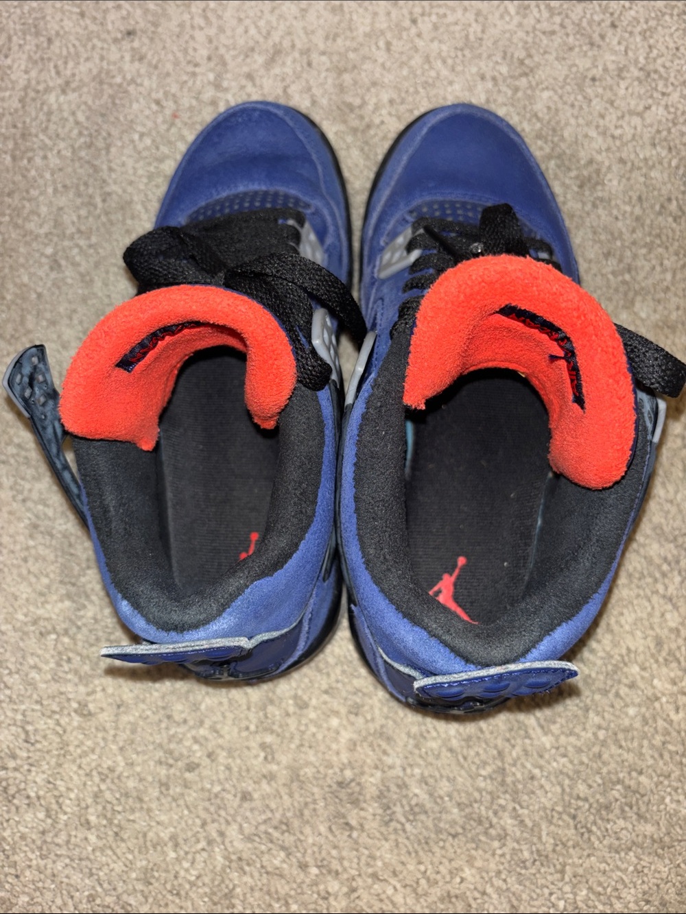 Jordan Kids Navy Blue and Black Sneakers with Orange Trim - Picture 9 of 9